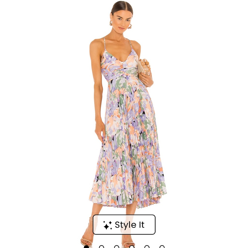 Blythe Floral Plisse Midi Dress